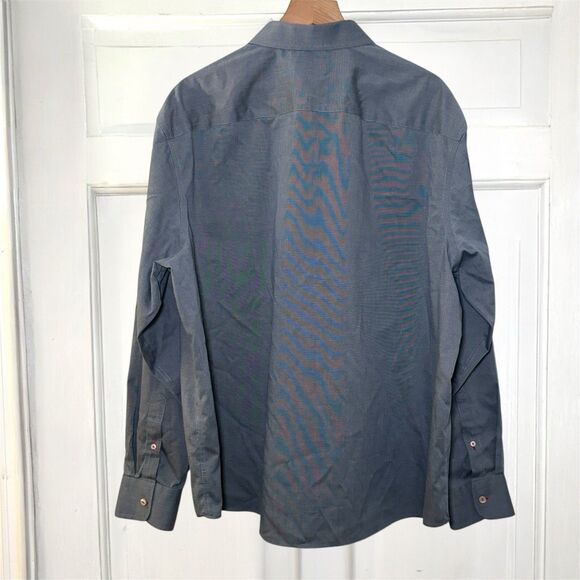 UNTUCKit Pio Cesare WF Mens XXXL Dark Navy Solid Long Sleeve Button Front Shirt - Picture 5 of 7